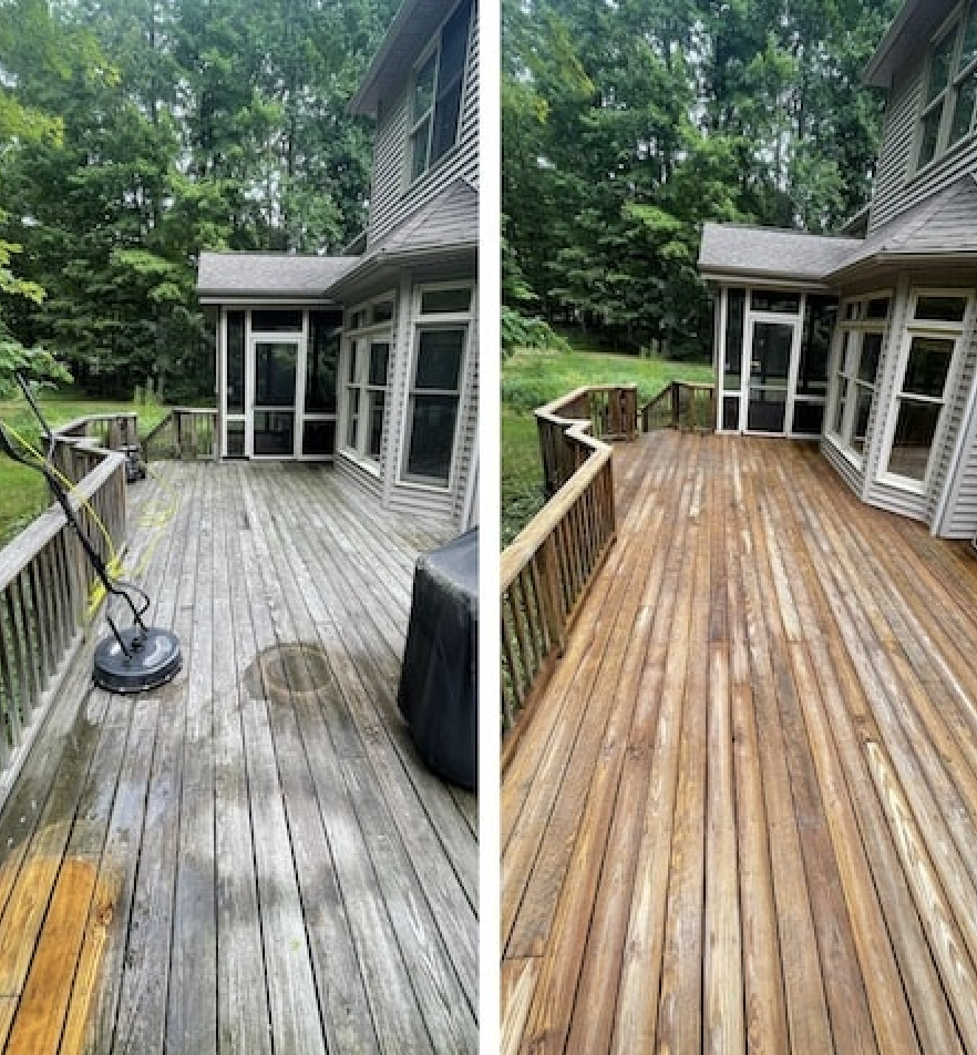 Deck cleaning before and after