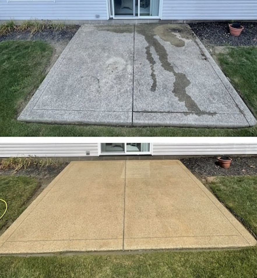 Freshly cleaned backyard patio