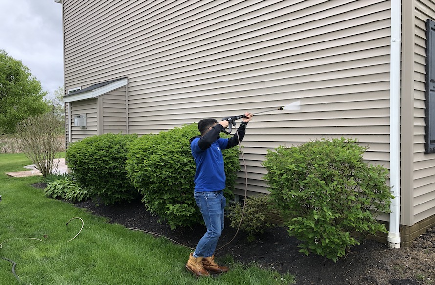 Clean home exterior after pressure washing