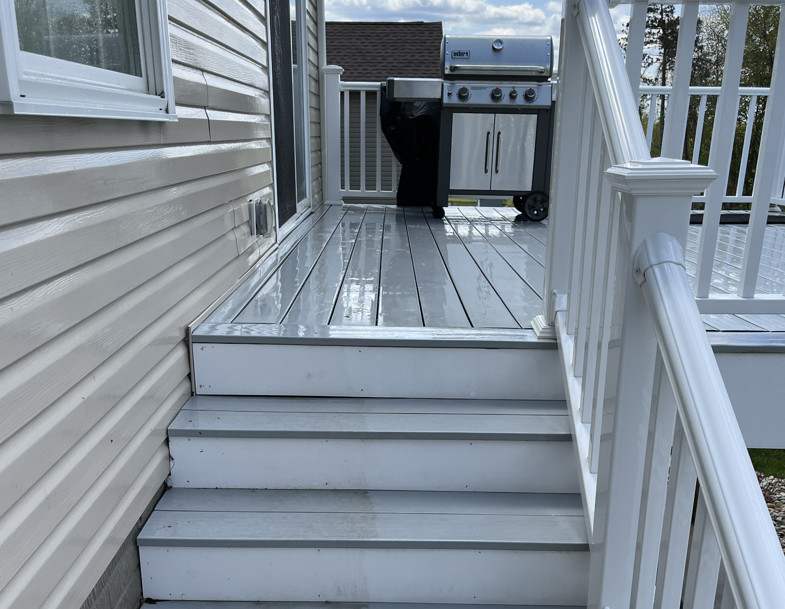 Freshly cleaned wood deck